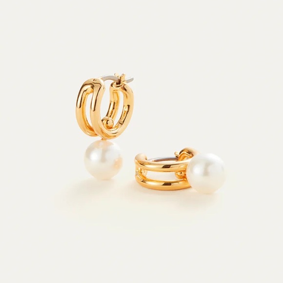Jenny Bird Jewelry - Jenny Bird Gold Hoop Earrings with Pearl
